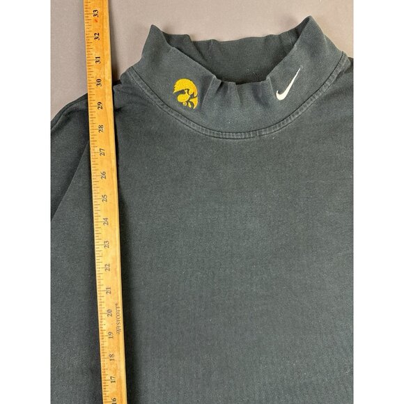 Rare Vintage 90s Nike Swoosh Mock Neck Iowa Hawkeyes Black Longsleeve 2XL NCAA - Picture 10 of 10